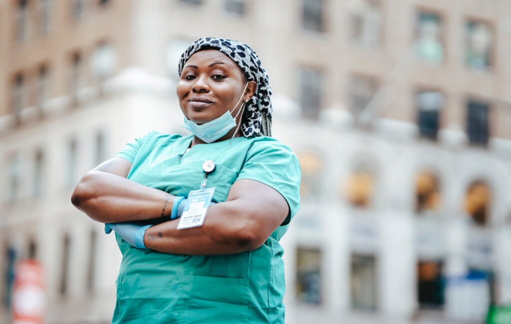woman in medical frontliner uniform