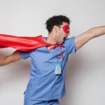 doctor in superhero costume