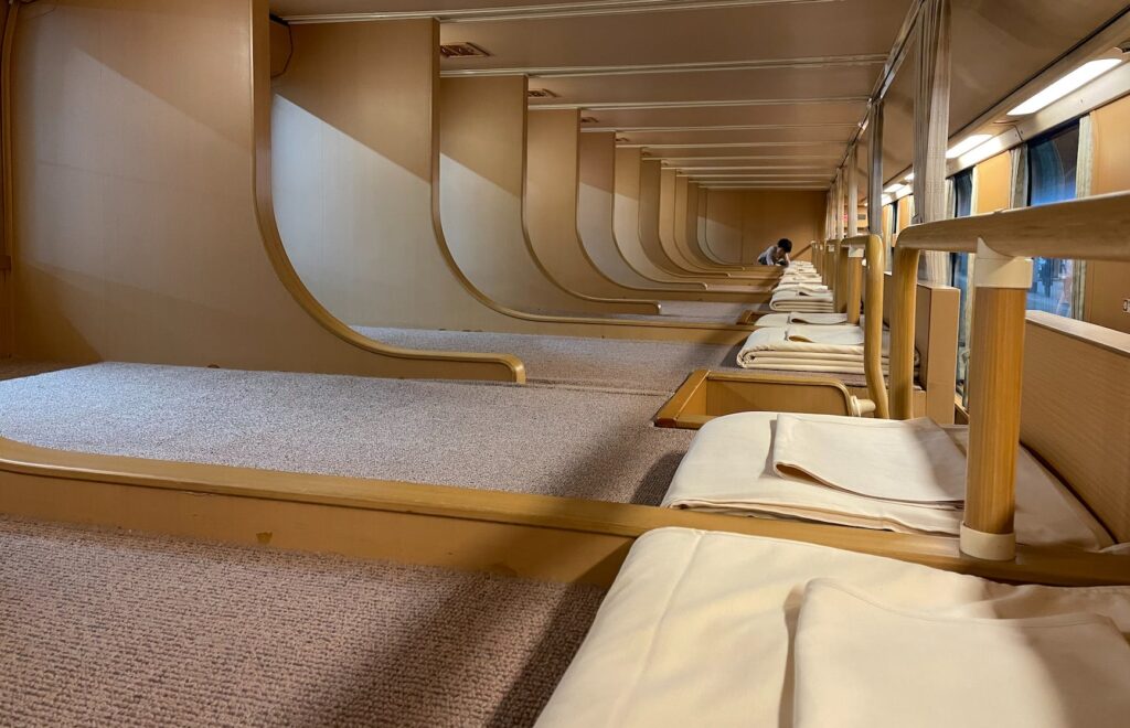 interior of sleeping train in japan