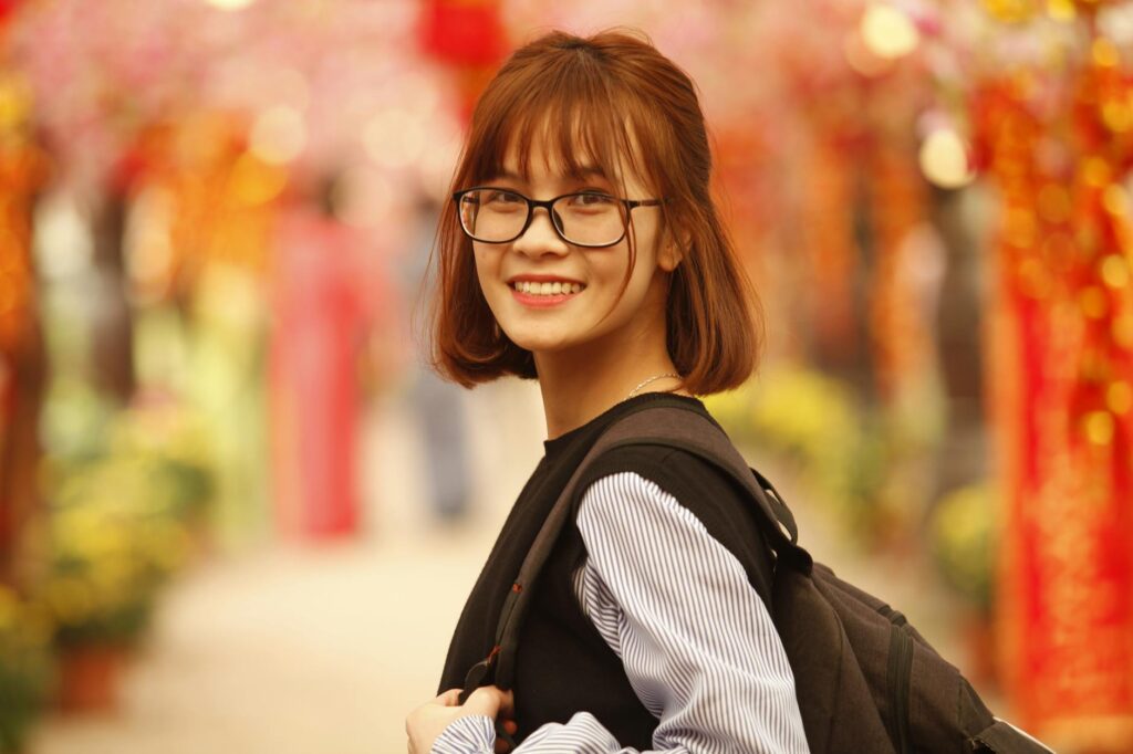 woman wearing black framed eyeglasses