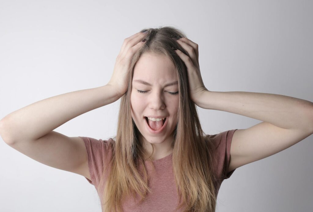 young woman screaming